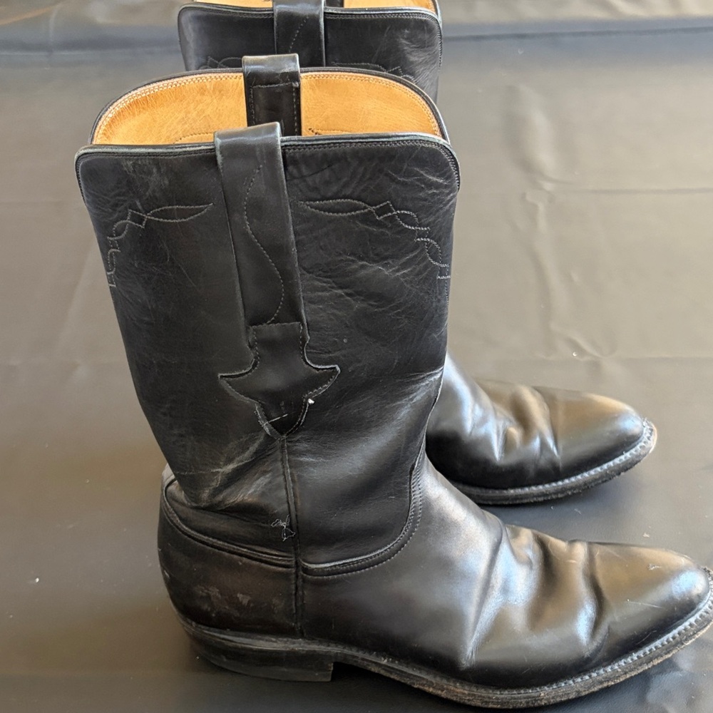 Handmade Black Leather Cowboy Boots USA Men’s 8.5D